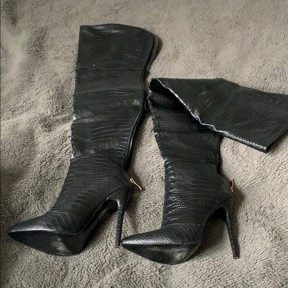 Never Worn Over the Knee Crocodile Boots